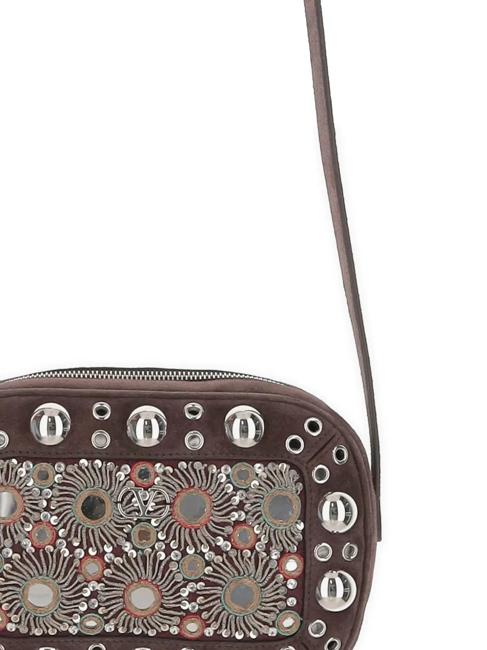 Valentino Garavani Nellcote Mirror Embellished Stud Detailed Shoulder Bag