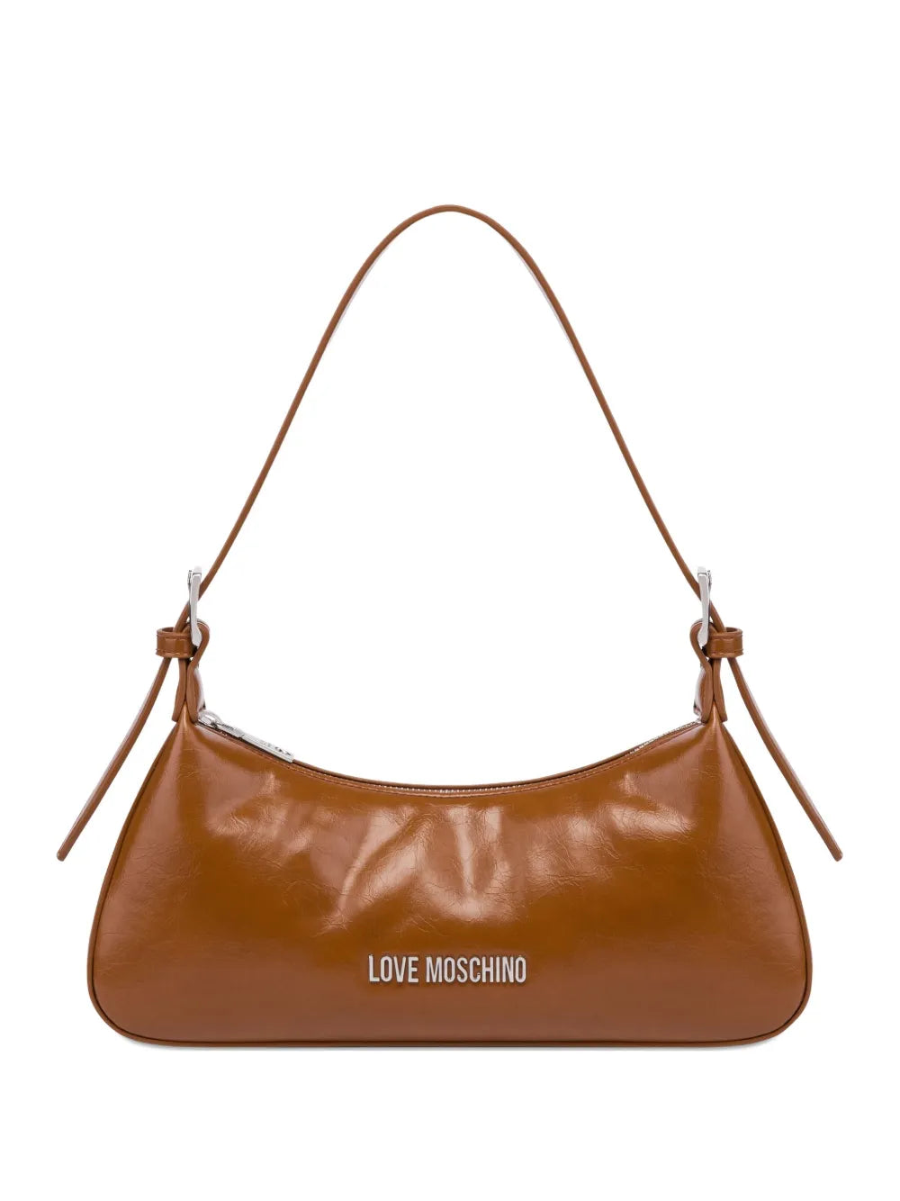 Love Moschino Curved Leather Shoulder Bag