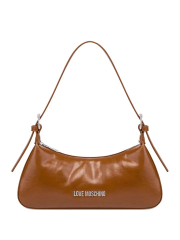 Love Moschino Curved Leather Shoulder Bag