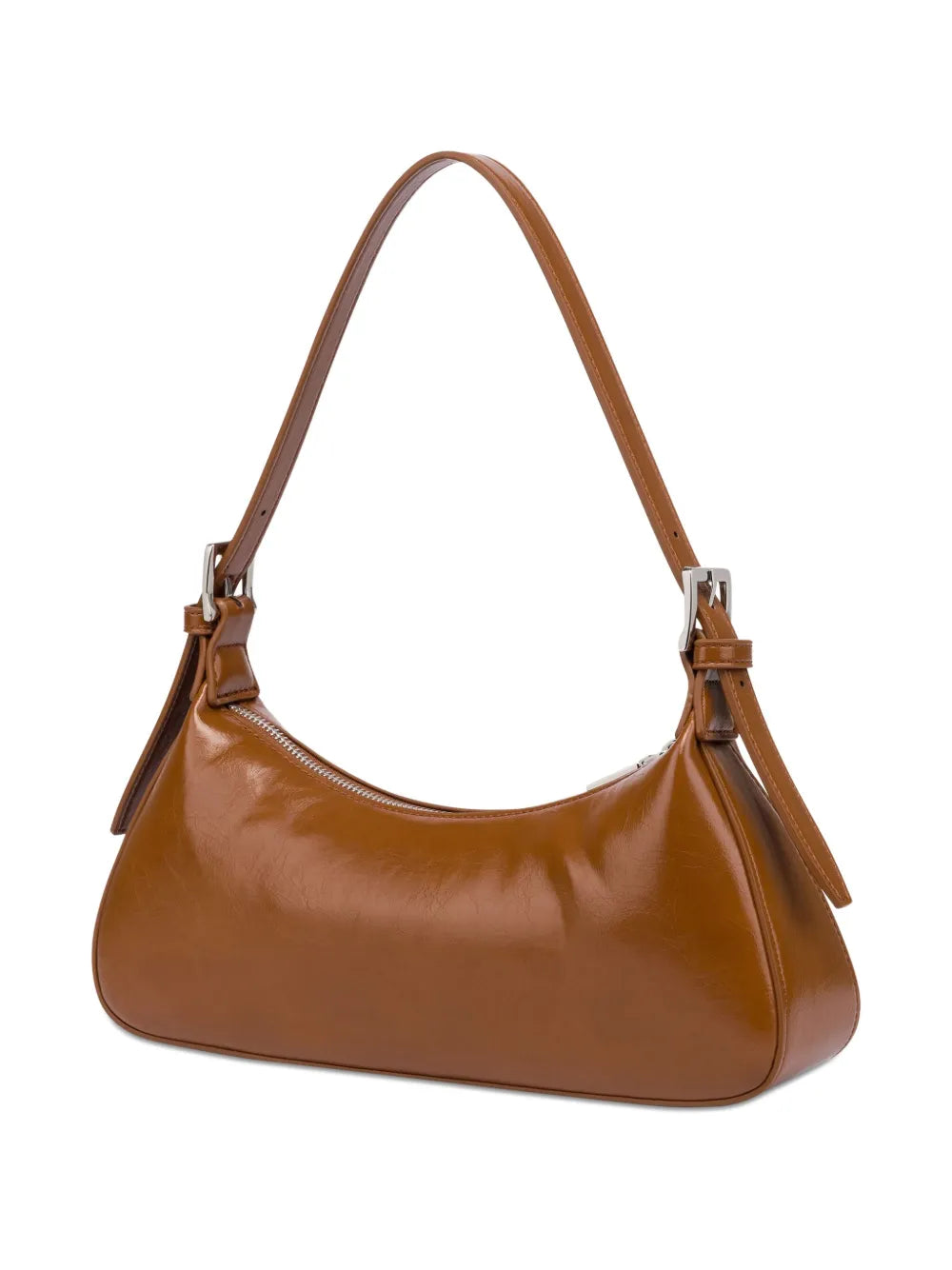 Love Moschino Curved Leather Shoulder Bag
