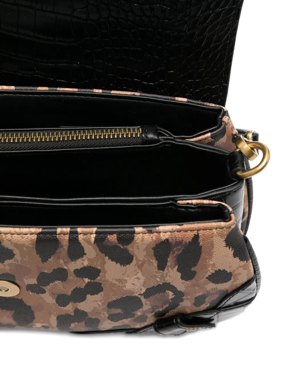 Just Cavalli Snake Buckle Leopard Print Shoulder Bag