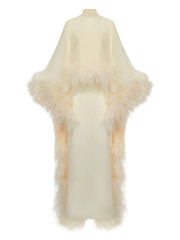 Taller Marmo Feather Embellishment Maxi Dress