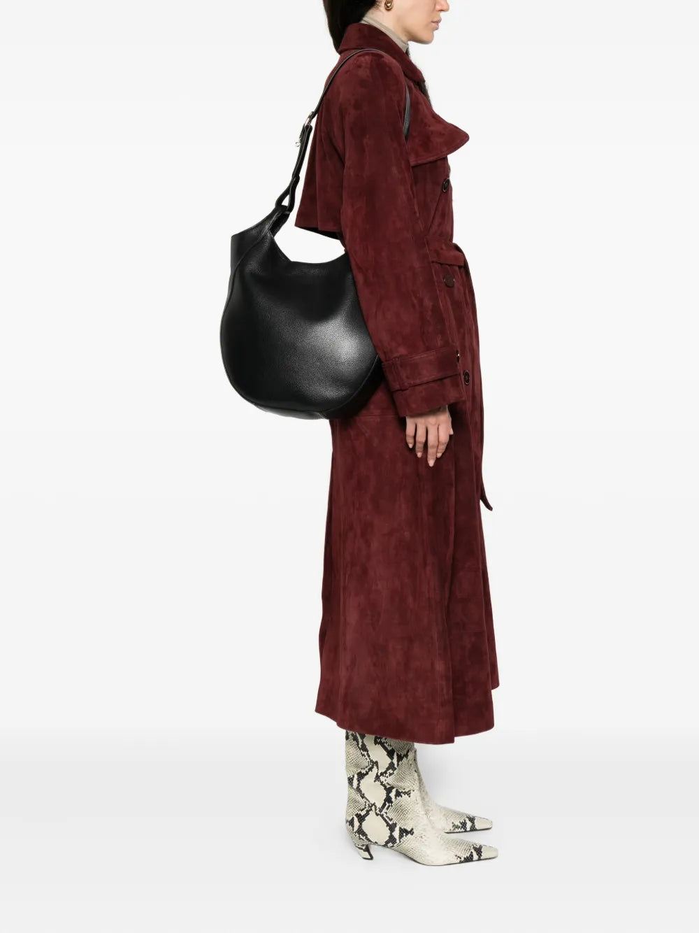 Longchamp Curved Leather Shoulder Bag