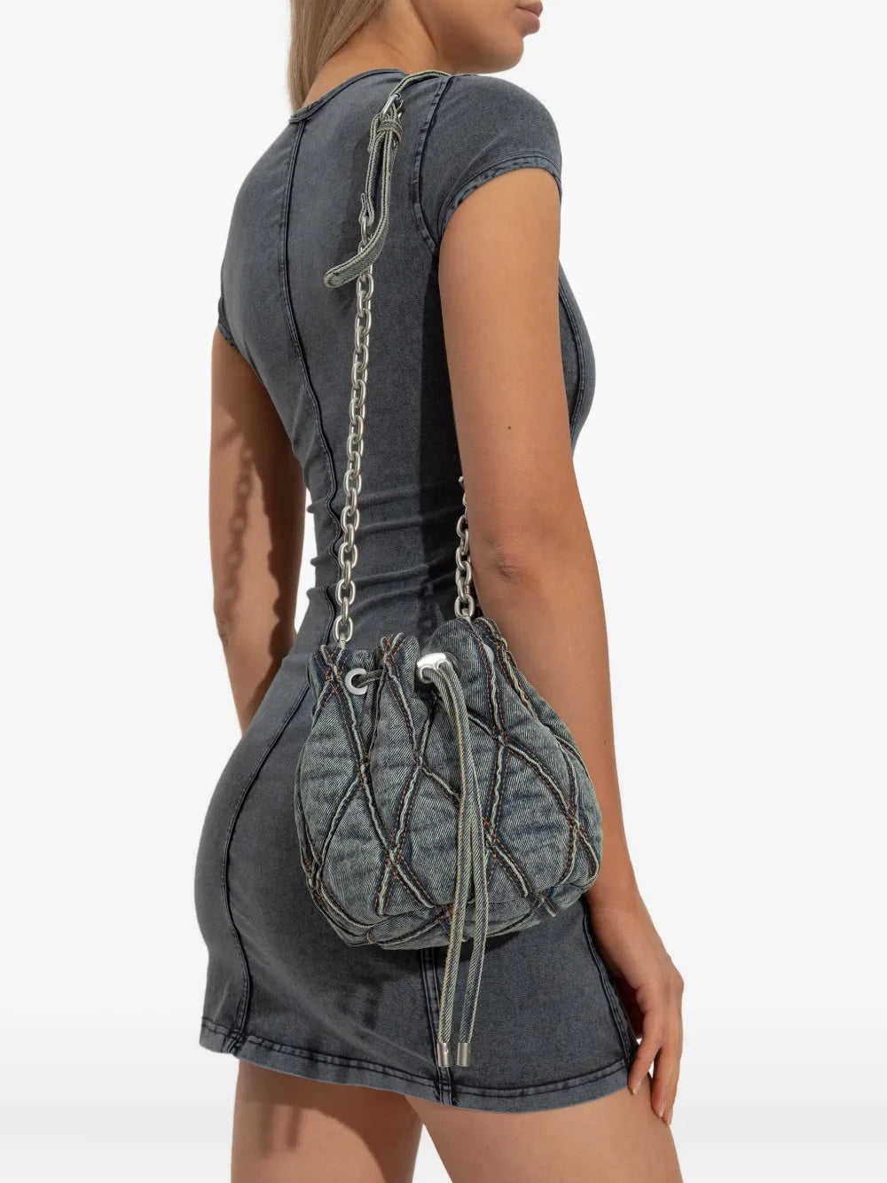 Diesel Mini Charm D Quilted Chain Strap Bag