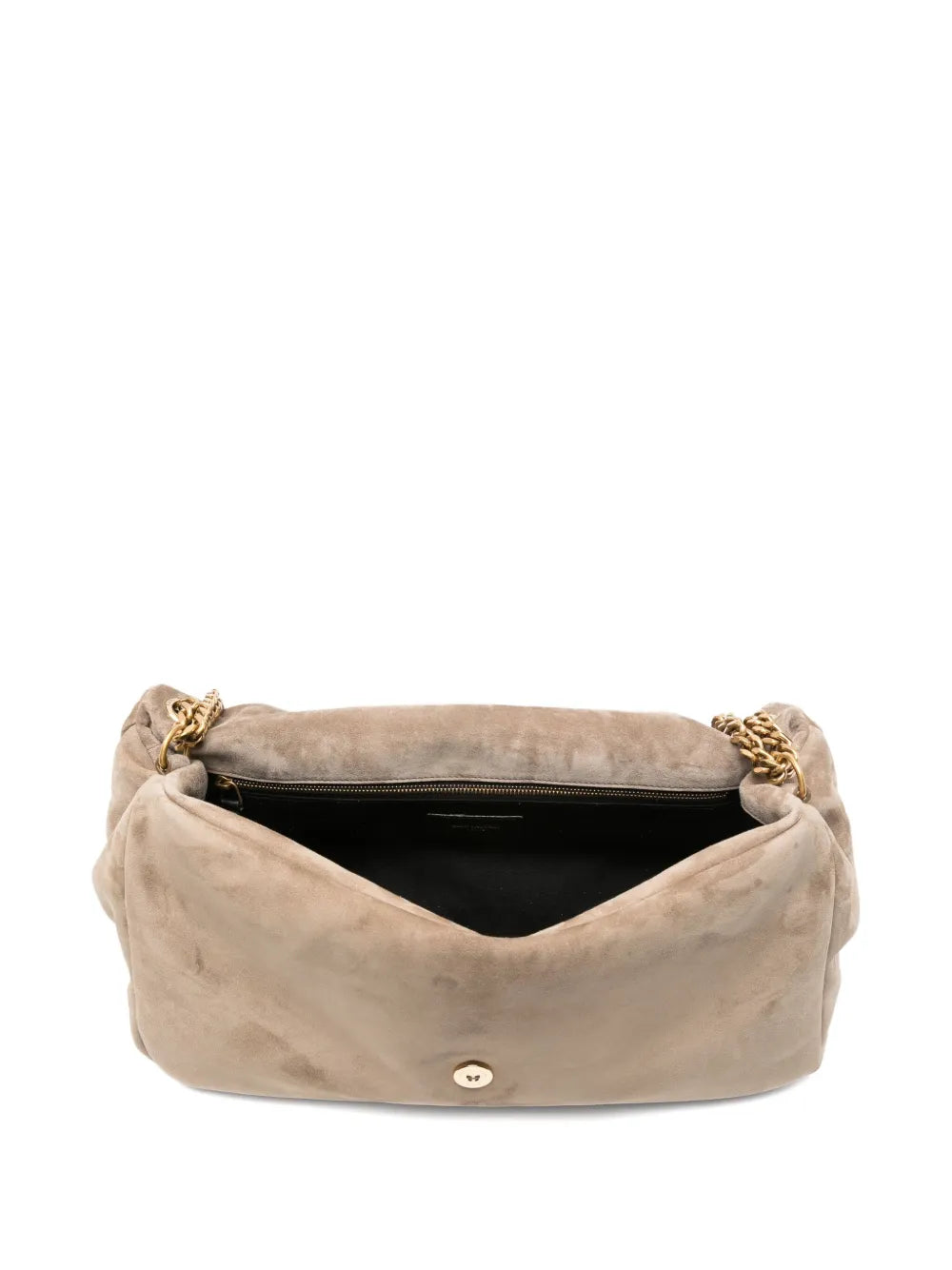 Saint Laurent Large Calypso Logo Plaque Suede Shoulder Bag