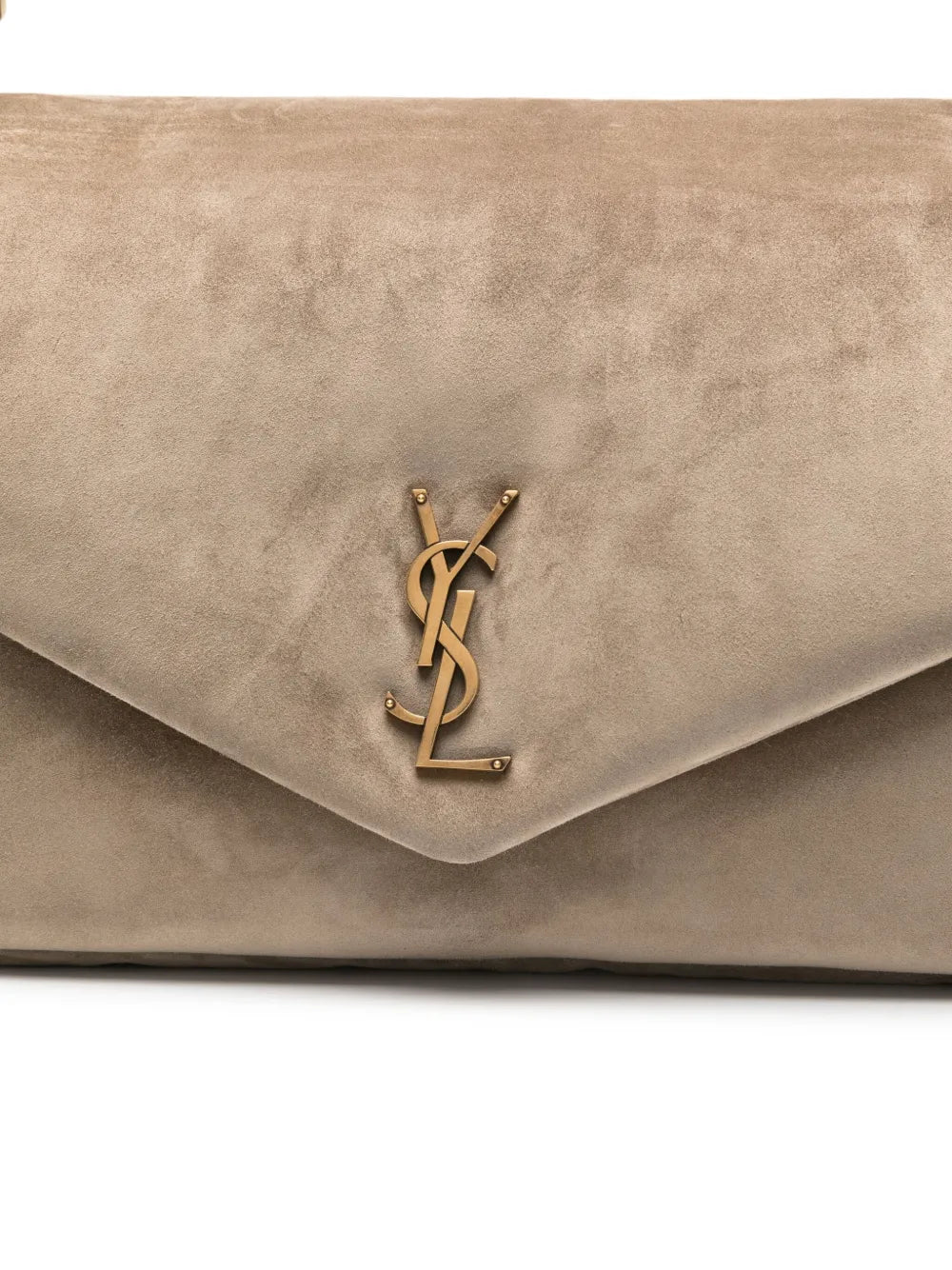 Saint Laurent Large Calypso Logo Plaque Suede Shoulder Bag