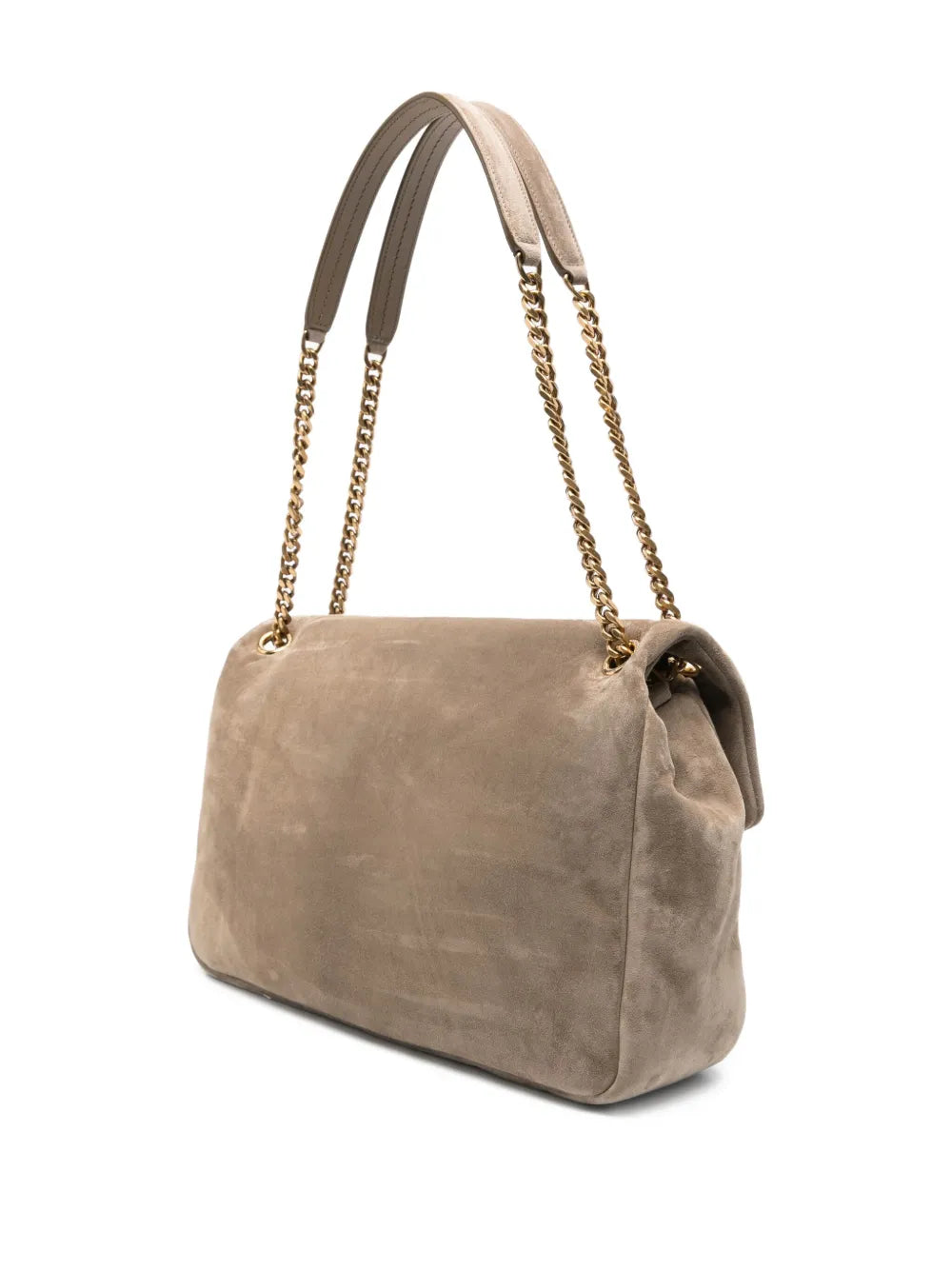 Saint Laurent Large Calypso Logo Plaque Suede Shoulder Bag