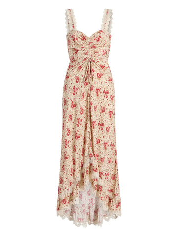 Cinq A Sept Stevie Lace Trimmed Floral Print Maxi Dress