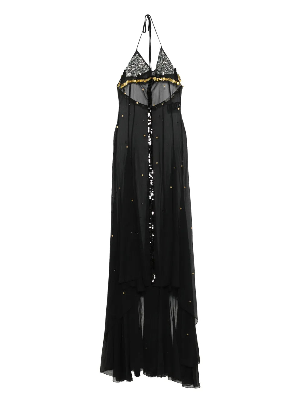Siedres Vesina Sequin Embellished Halter Neck Maxi Dress