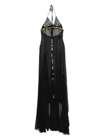 Siedres Vesina Sequin Embellished Halter Neck Maxi Dress