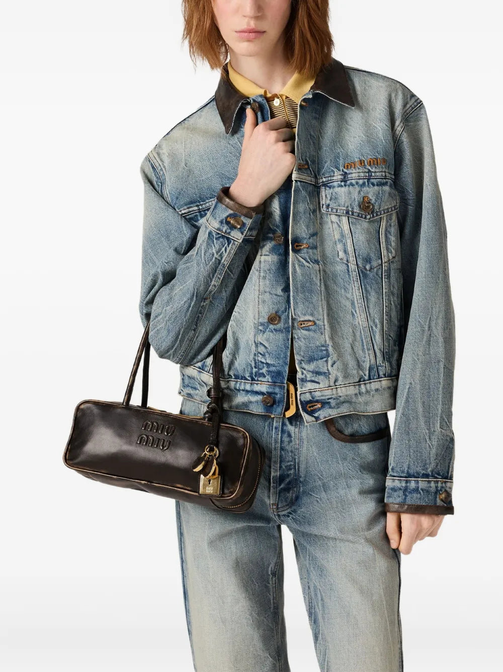 Miu Miu Beau Logo Embossed Tote Bag