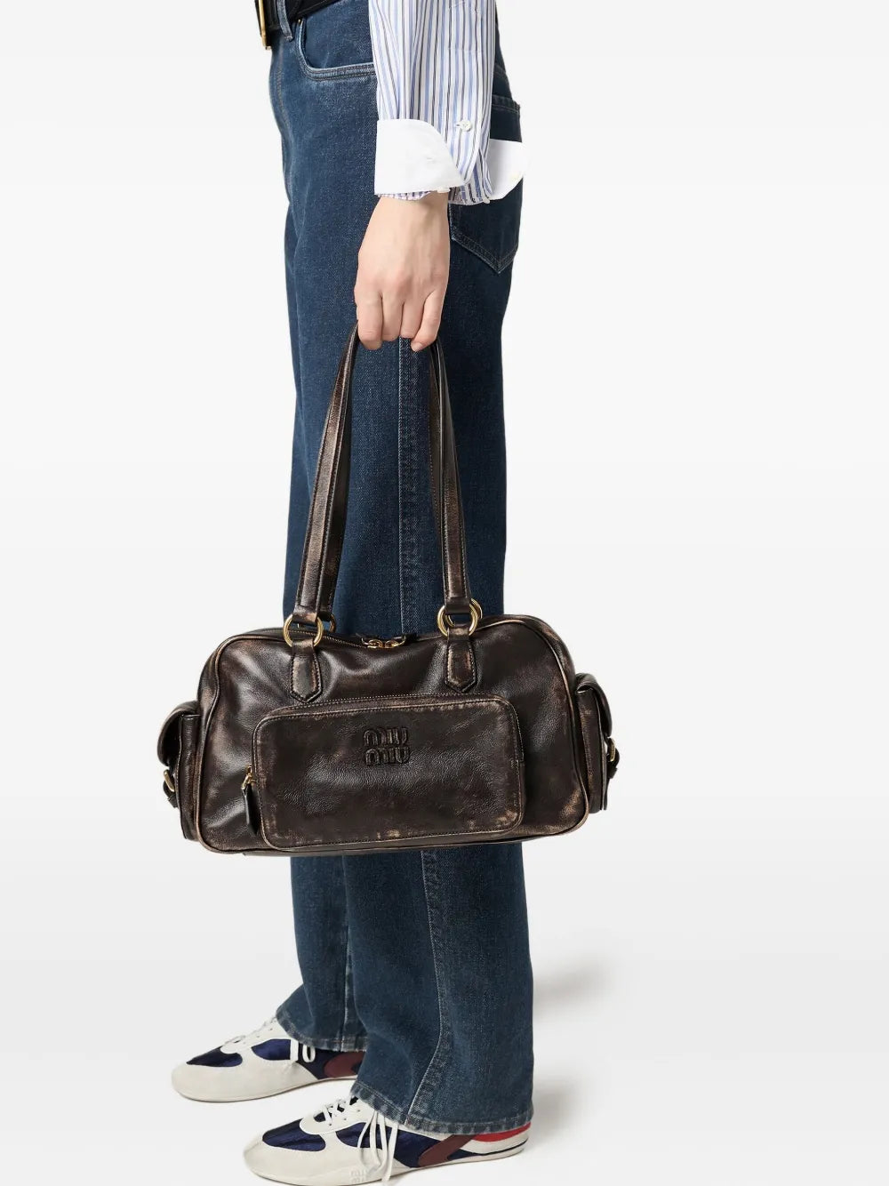 Miu Miu Pocket Logo Embossed Tote Bag