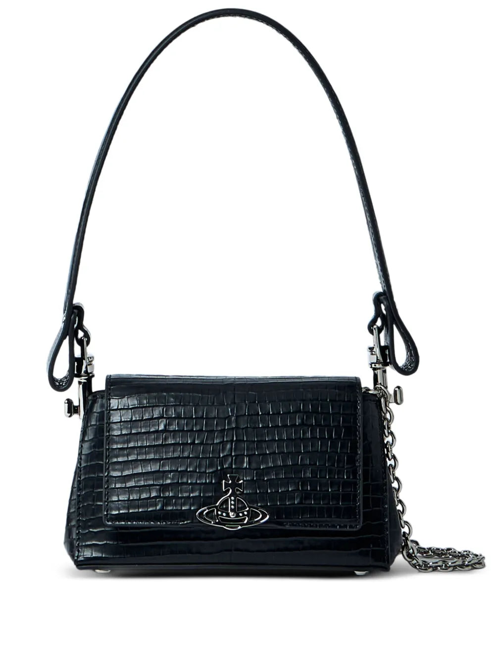 Vivienne Westwood Small Hazel Croc Embossed Flap Shoulder Bag