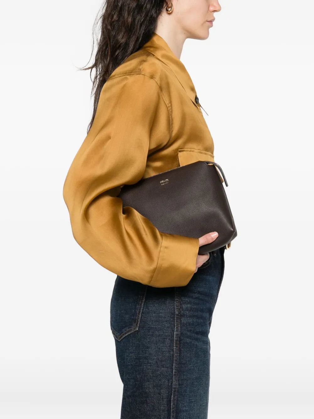 Khaite Lina Zip Top Leather Shoulder Bag