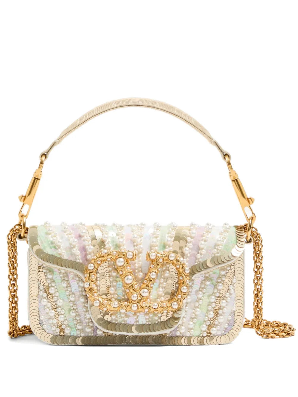 Valentino Garavani Small Loco Embroidered Jewel Logo Shoulder Bag