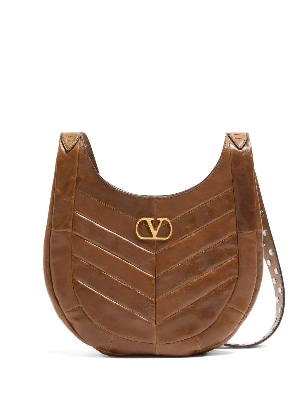 Valentino Garavani Chevron Pattern Stud Detail Shoulder Bag