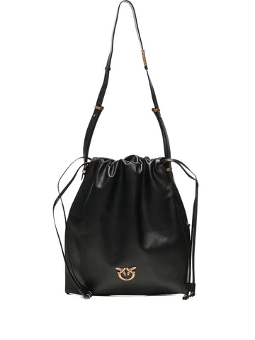 Pinko Drawstring Leather Shoulder Bag