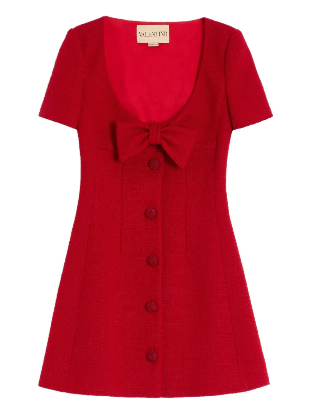 Valentino Garavani Short Dress In Plain Wool Tweed