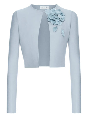 Oscar De La Renta Floral Applique Knit Dress