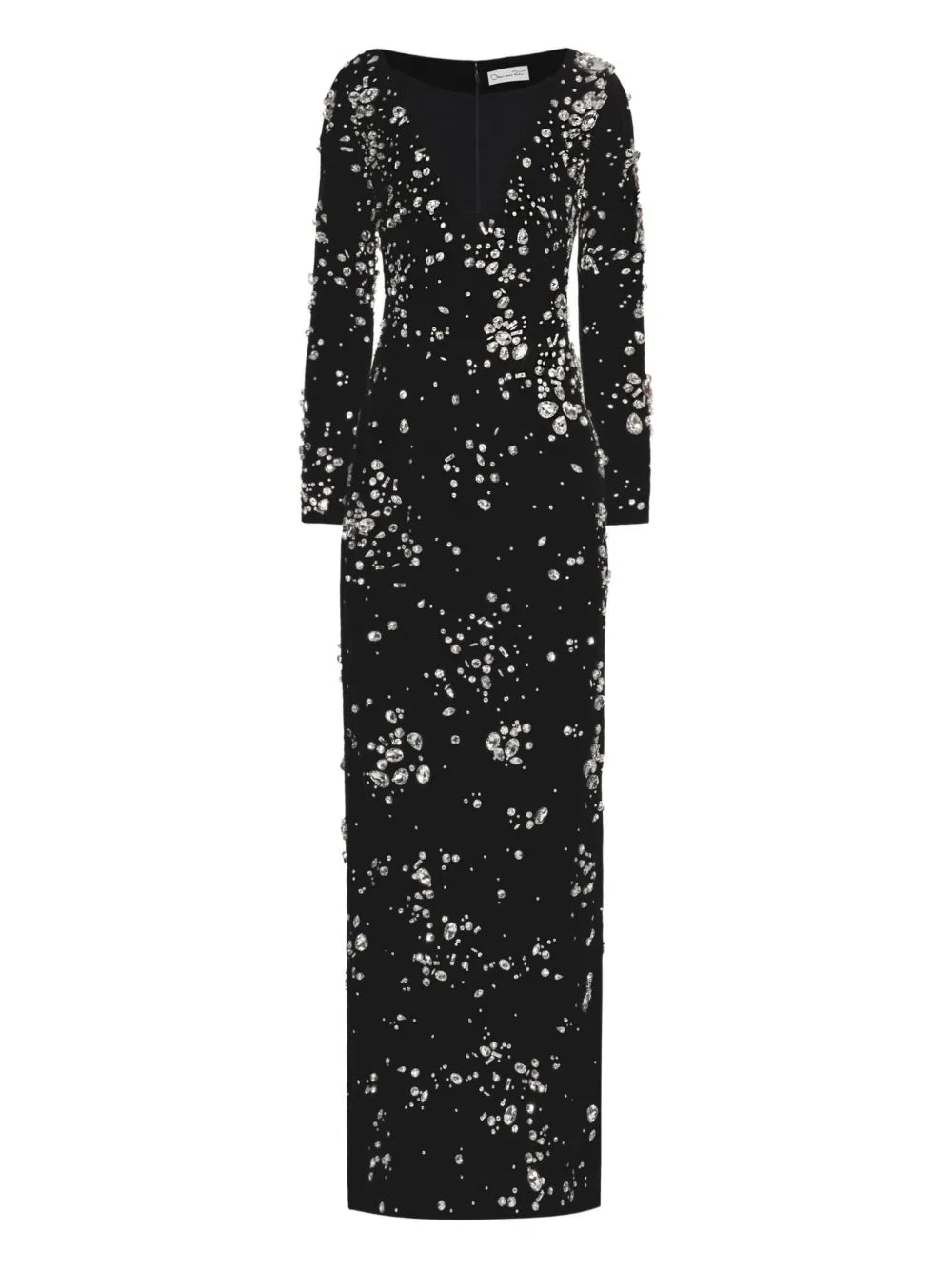 Oscar De La Renta Crystal Embellished Velvet Gown