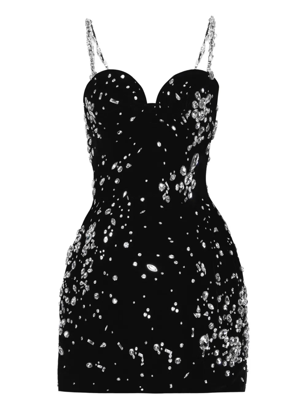 Oscar De La Renta Crystal Embellished Velvet Mini Dress