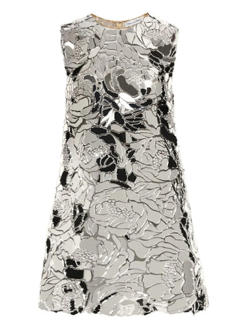 Oscar De La Renta Mirrored Floral Shift Mini Dress
