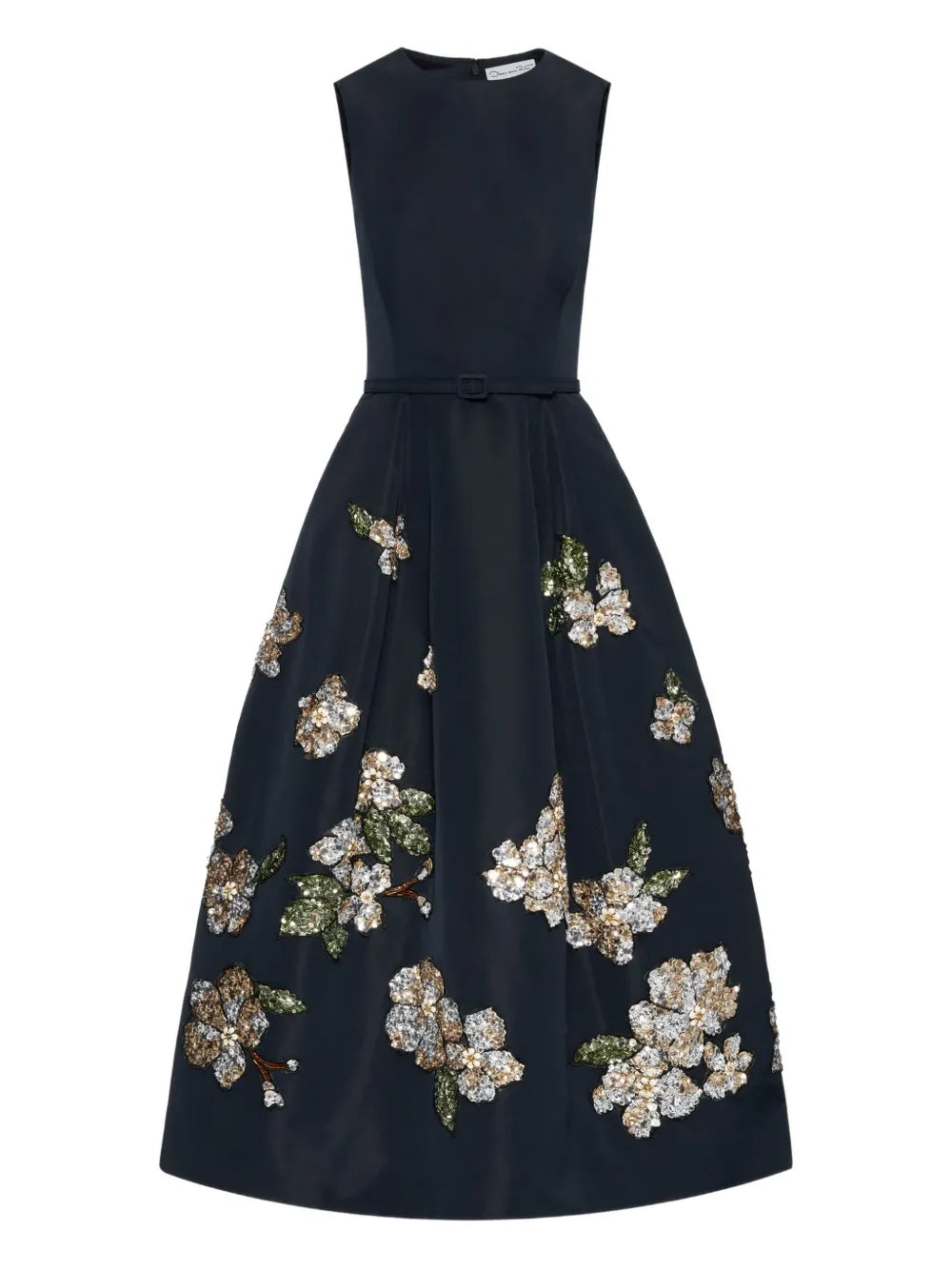 Oscar De La Renta Sequin Embellished Floral Midi Dress
