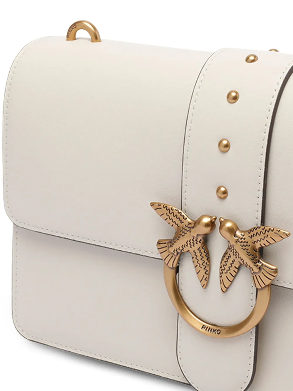Pinko Classic Love One Simply Bird Embellished Studded Shoulder Bag