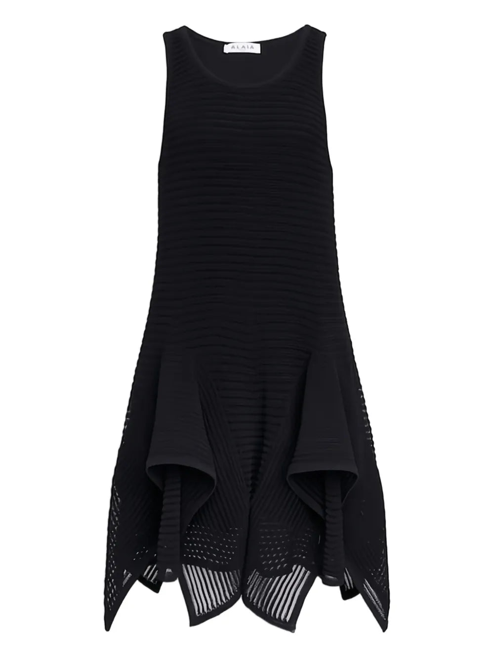 Alaia Sleeveless Ruffled Hem Midi Dress