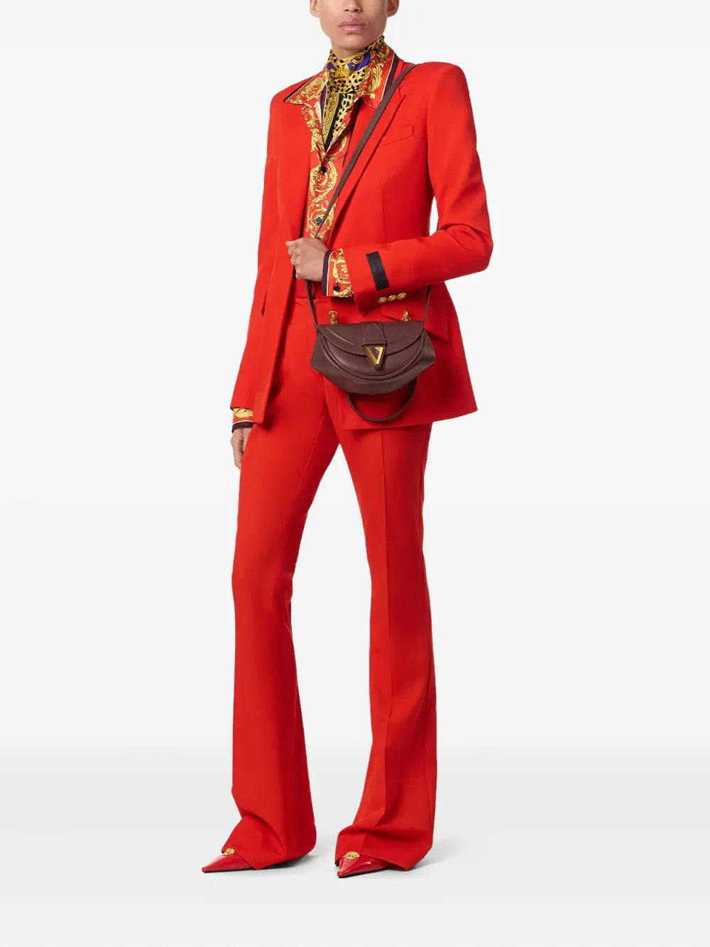 Versace Small Virtus Leather Shoulder Bag