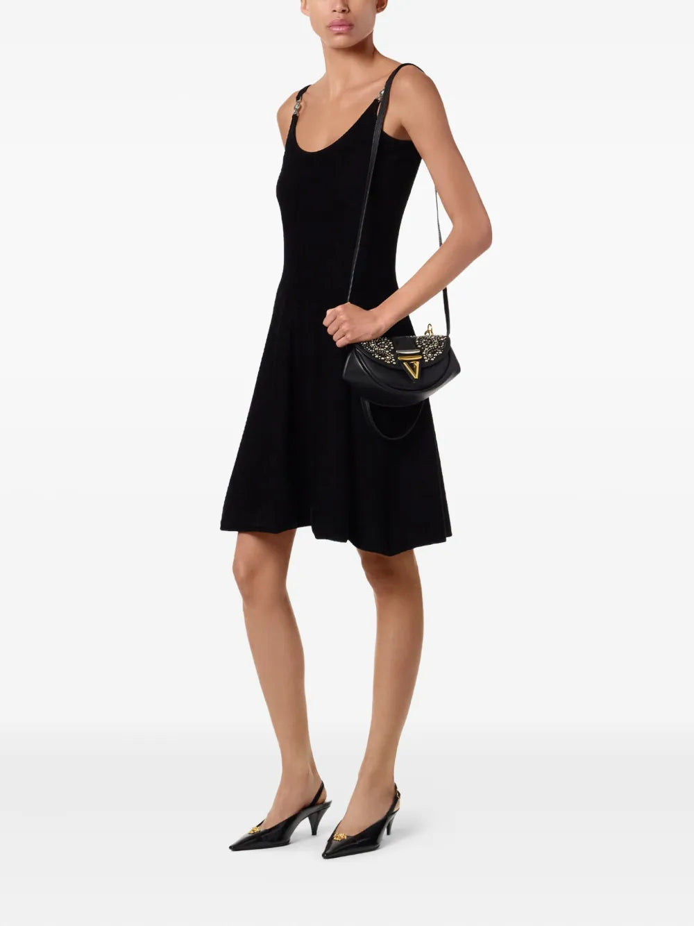 Versace Stud Embellished Shoulder Bag