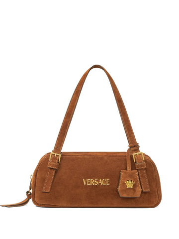 Versace Tag Suede Shoulder Bag
