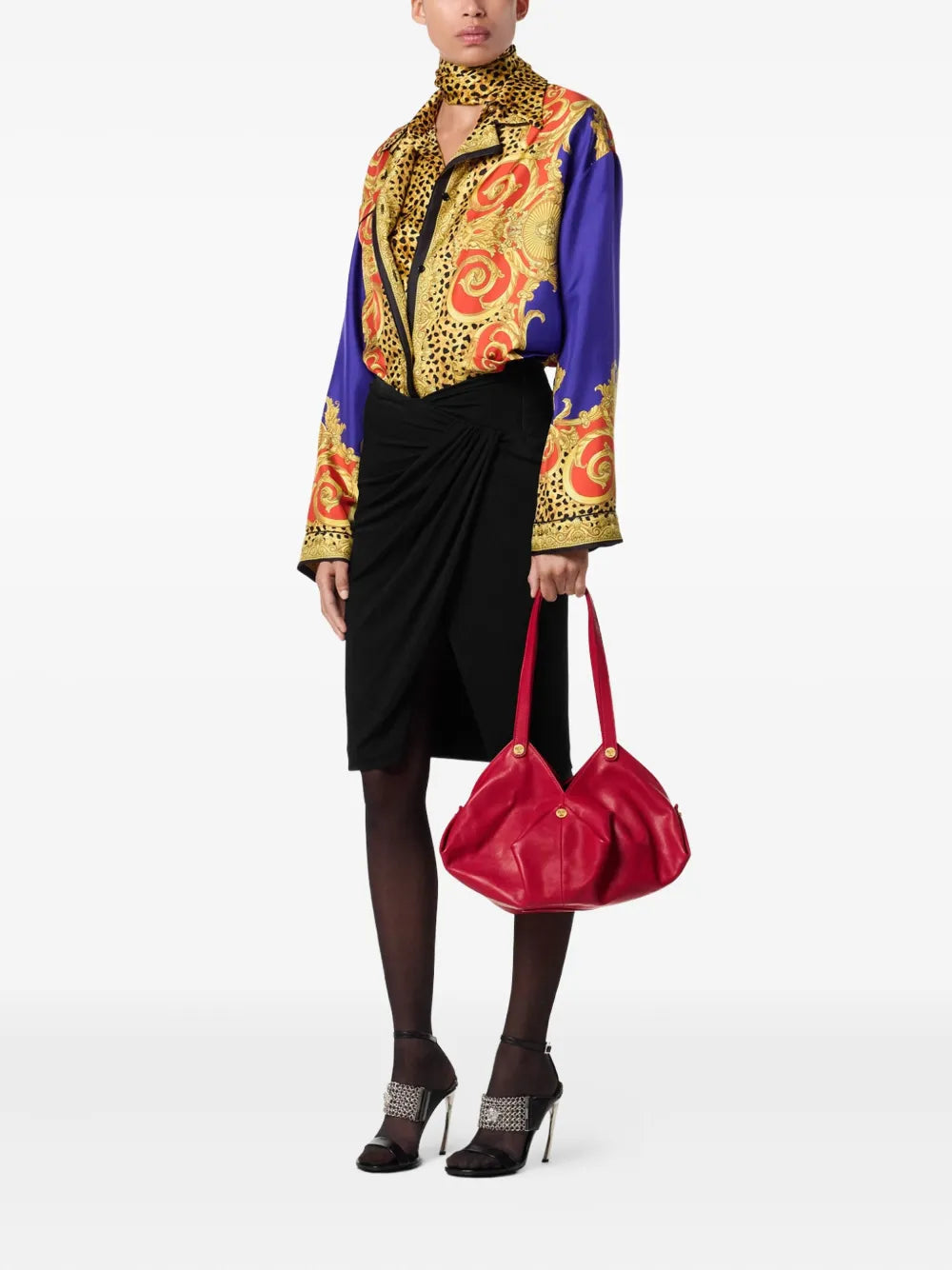 Versace Protea Leather Shoulder Bag