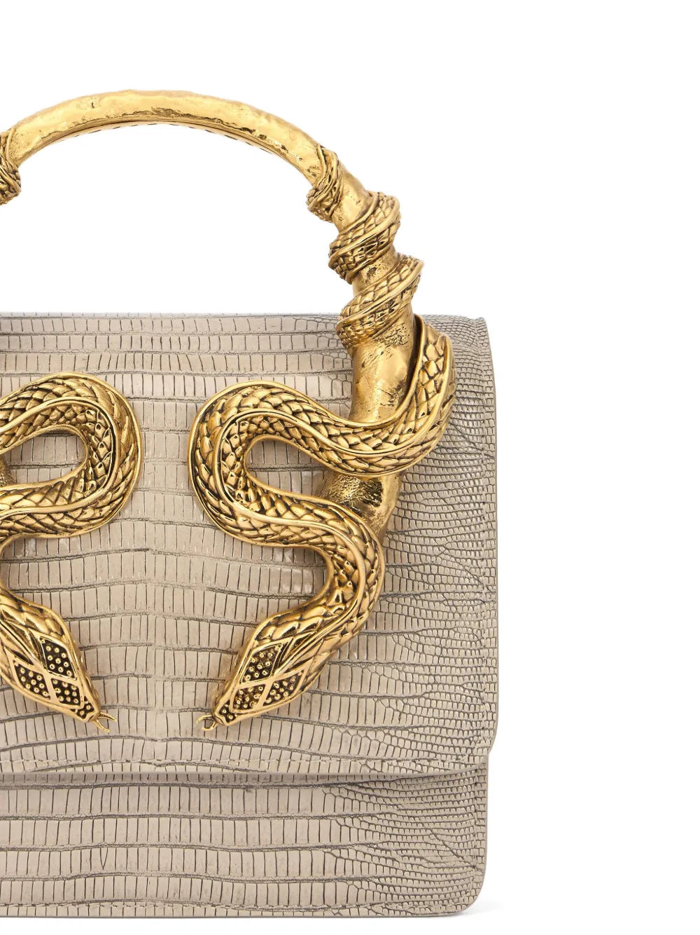 Roberto Cavalli Snake Embellished Snake Skin Shoulder Bag
