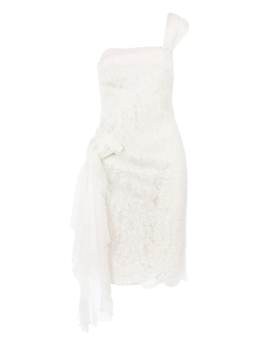 Valentino Garavani Floral Lace One Shoulder Midi Dress