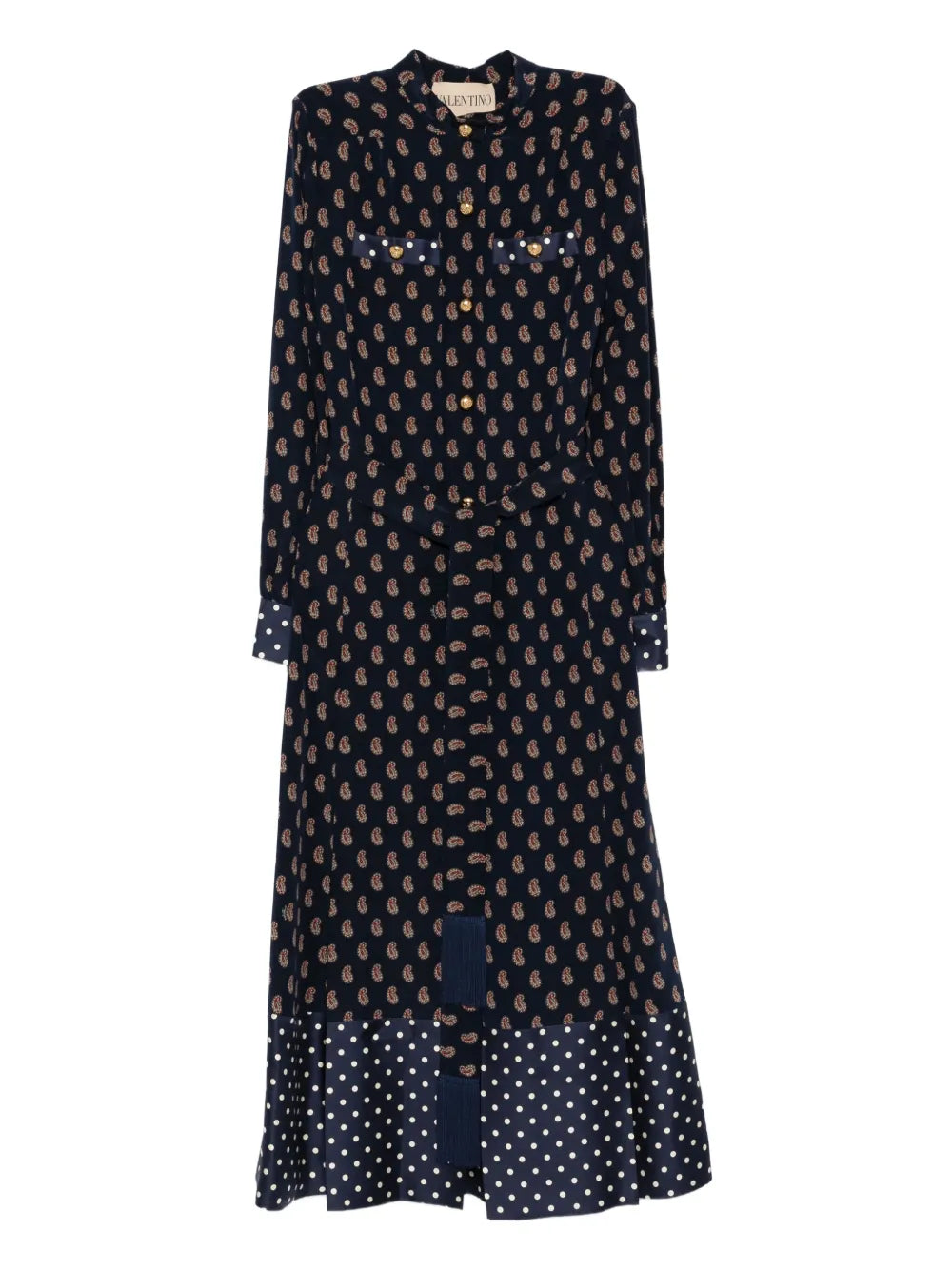 Valentino Garavani Paisley Print Polka Dot Midi Dress