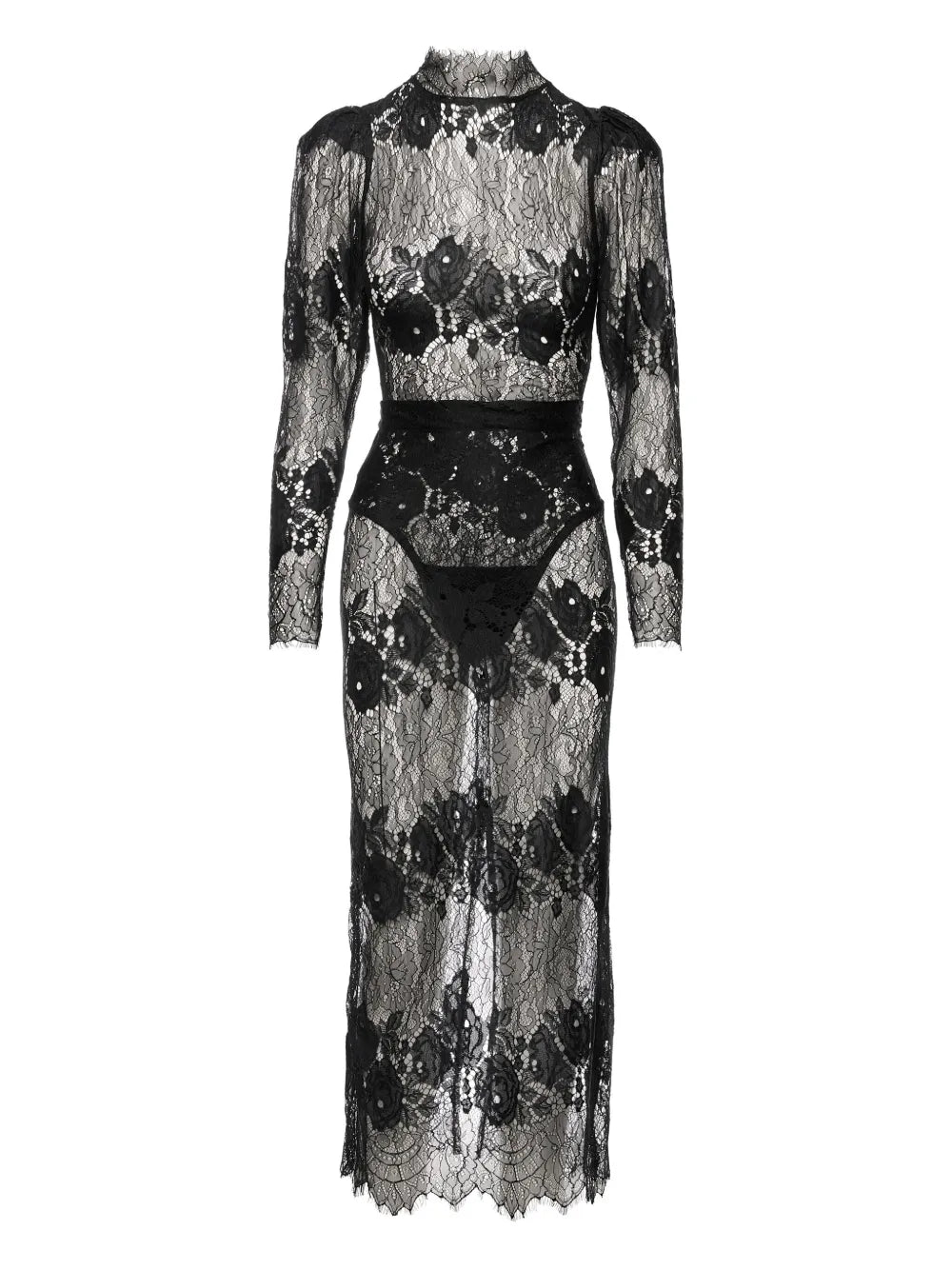 Ana Radu Lace High Neck Midi Dress