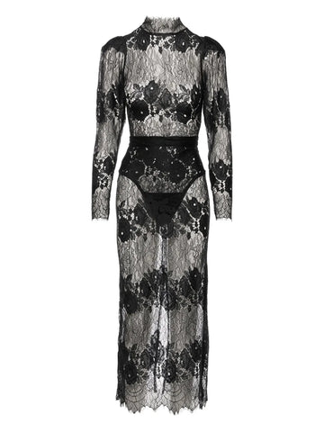 Ana Radu Lace High Neck Midi Dress