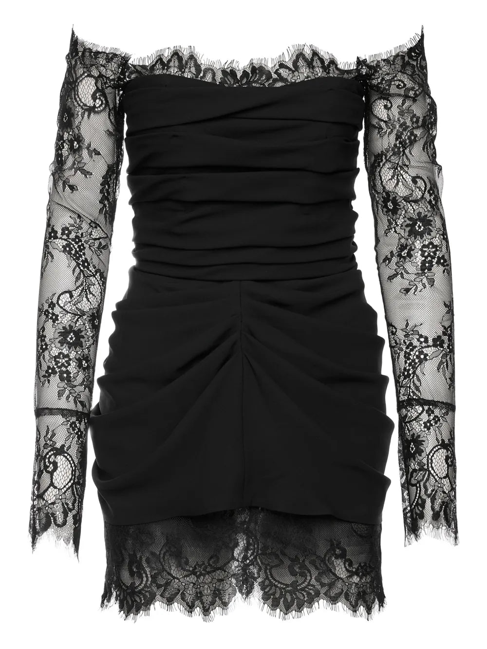 Ana Radu Lace Trimmed Draped Mini Dress