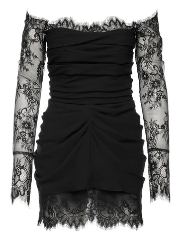 Ana Radu Lace Trimmed Draped Mini Dress