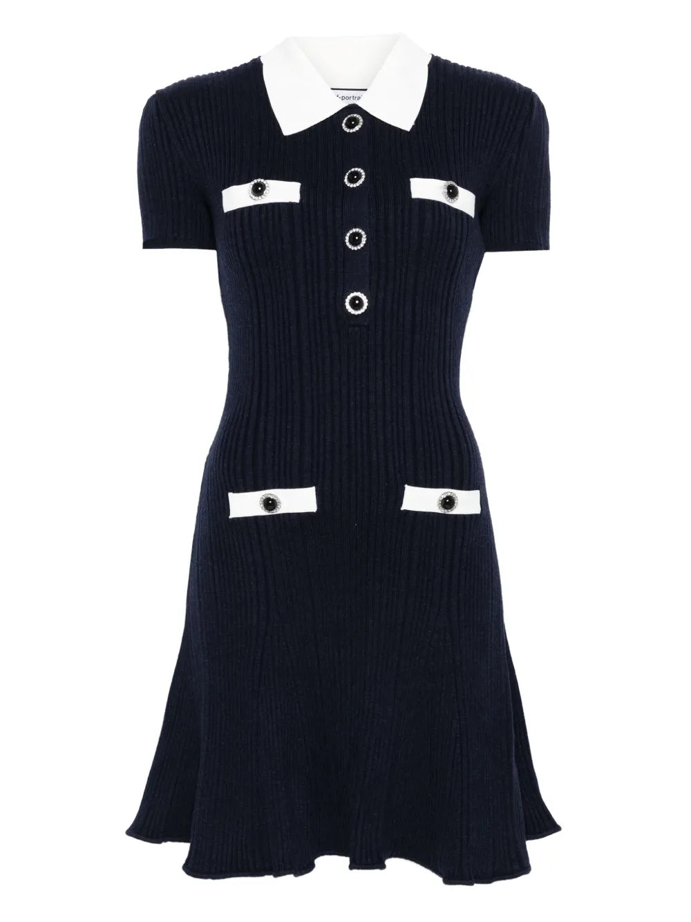 Self Portrait Collared Button Detail Mini Dress
