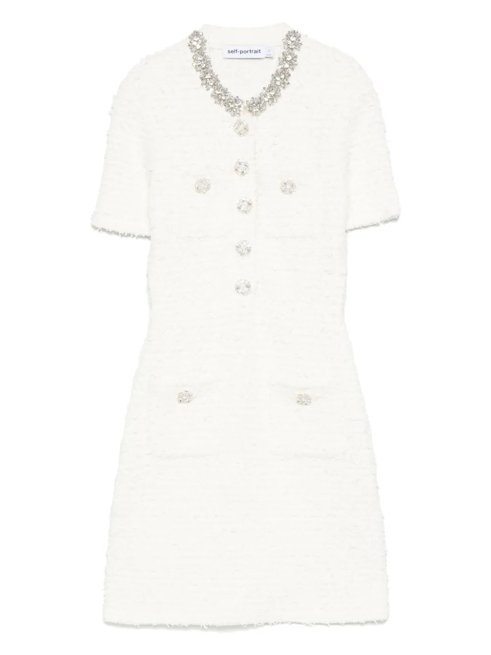Self Portrait Embellished Button Detailed Mini Dress