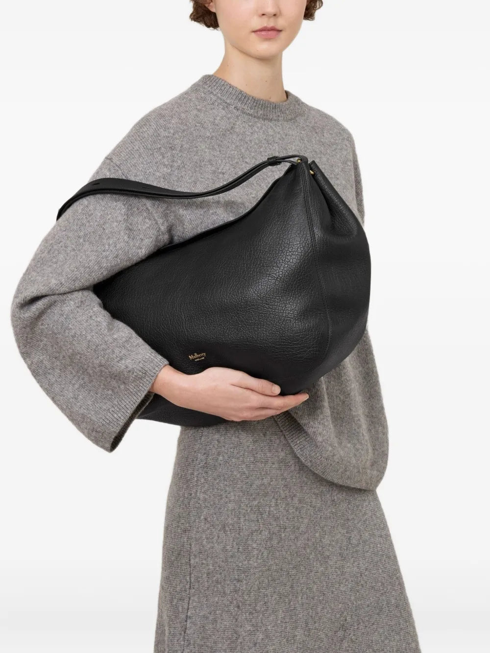 Mulberry Meadow Curved Leather Shoulder Bag