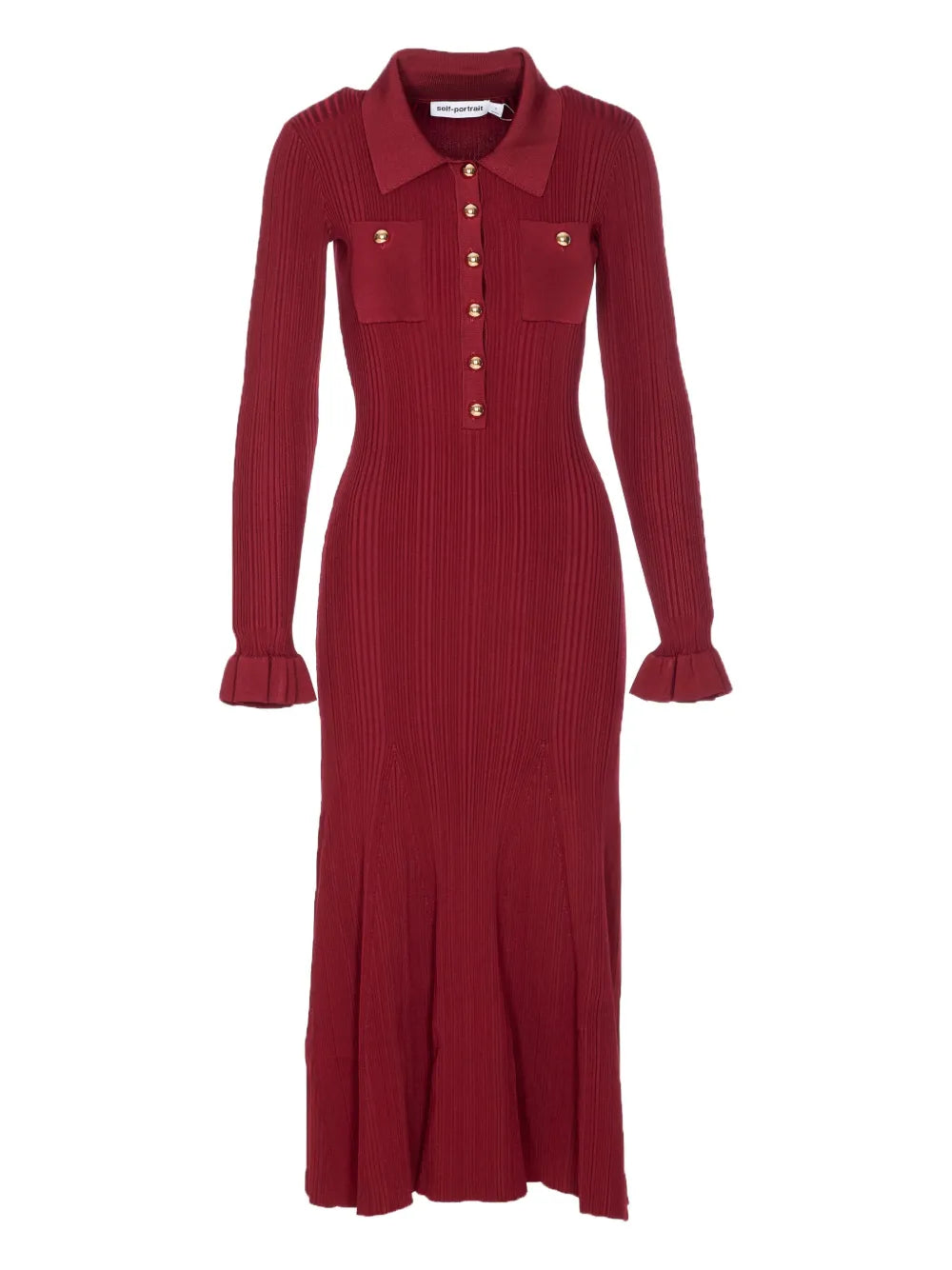 Self Portrait Ribbed Button Front Dress