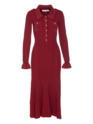 Self Portrait Ribbed Button Front Dress