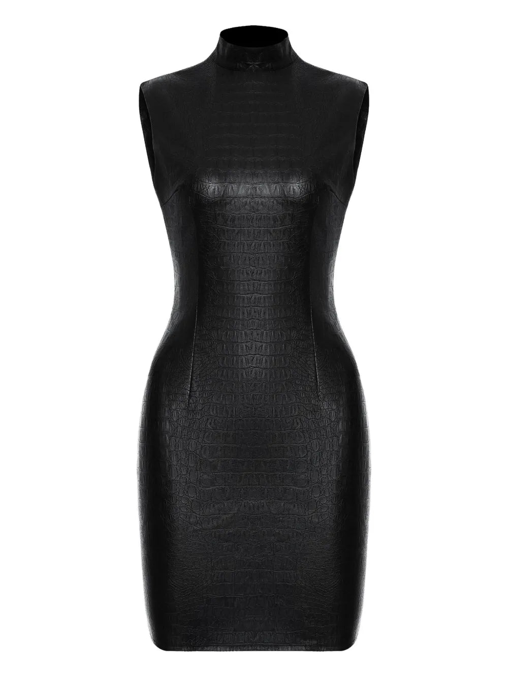 Lika High Neck Crocodile Effect Mini Dress