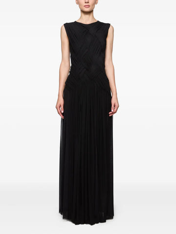 Atu Body Couture Cross Panel Pleated Maxi Dress
