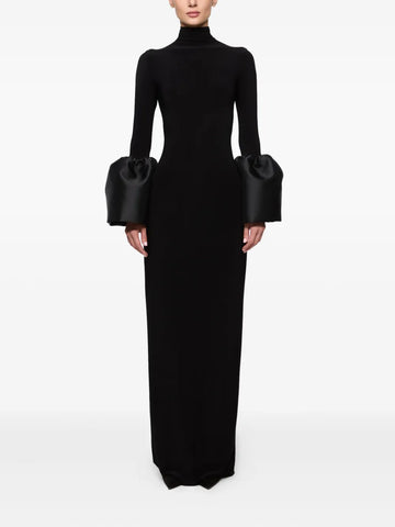 Atu Body Couture Mock Neck Bell Sleeve Midi Dress
