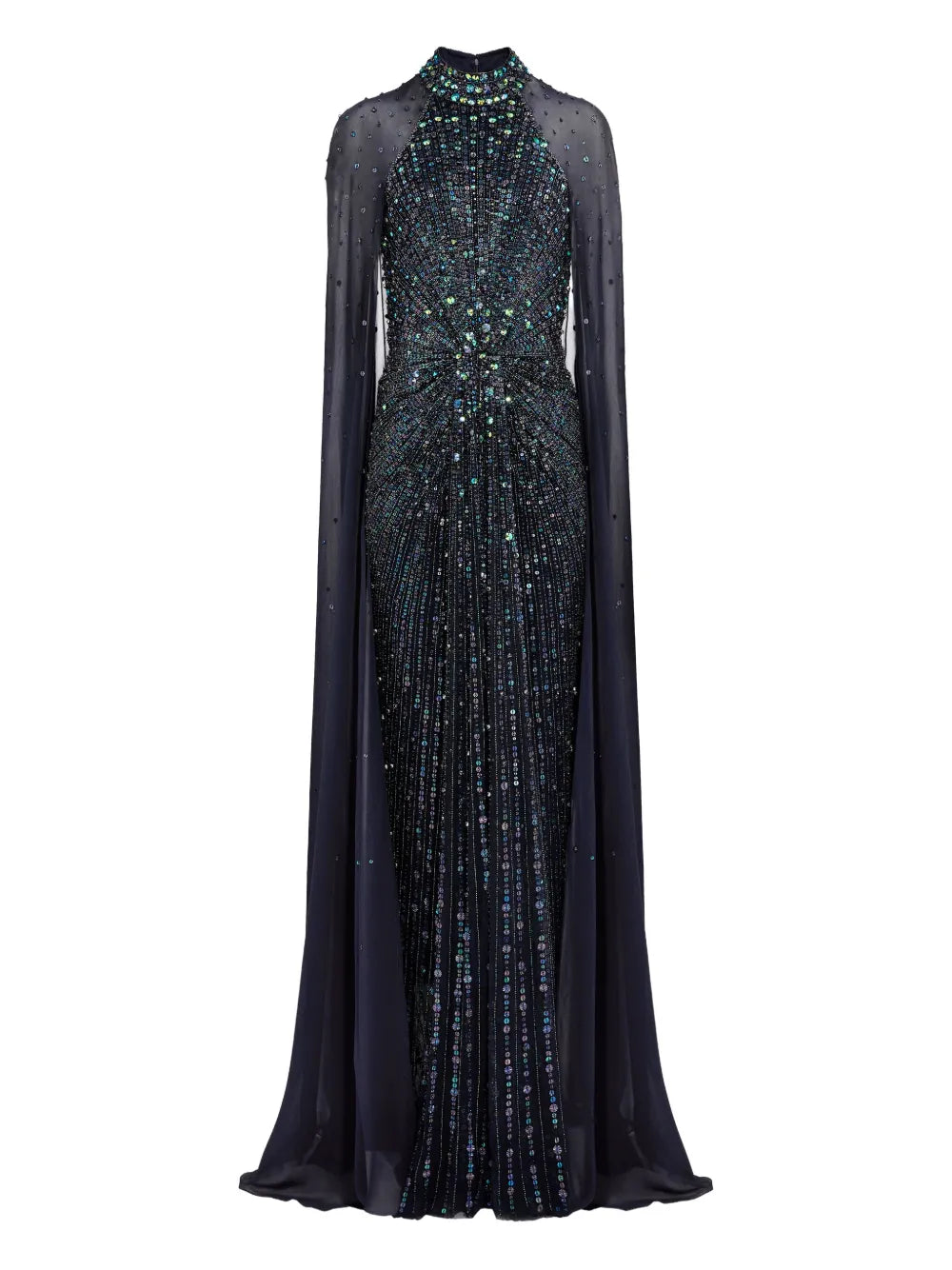 Jenny Packham Thea Embellished Cape Maxi Dress