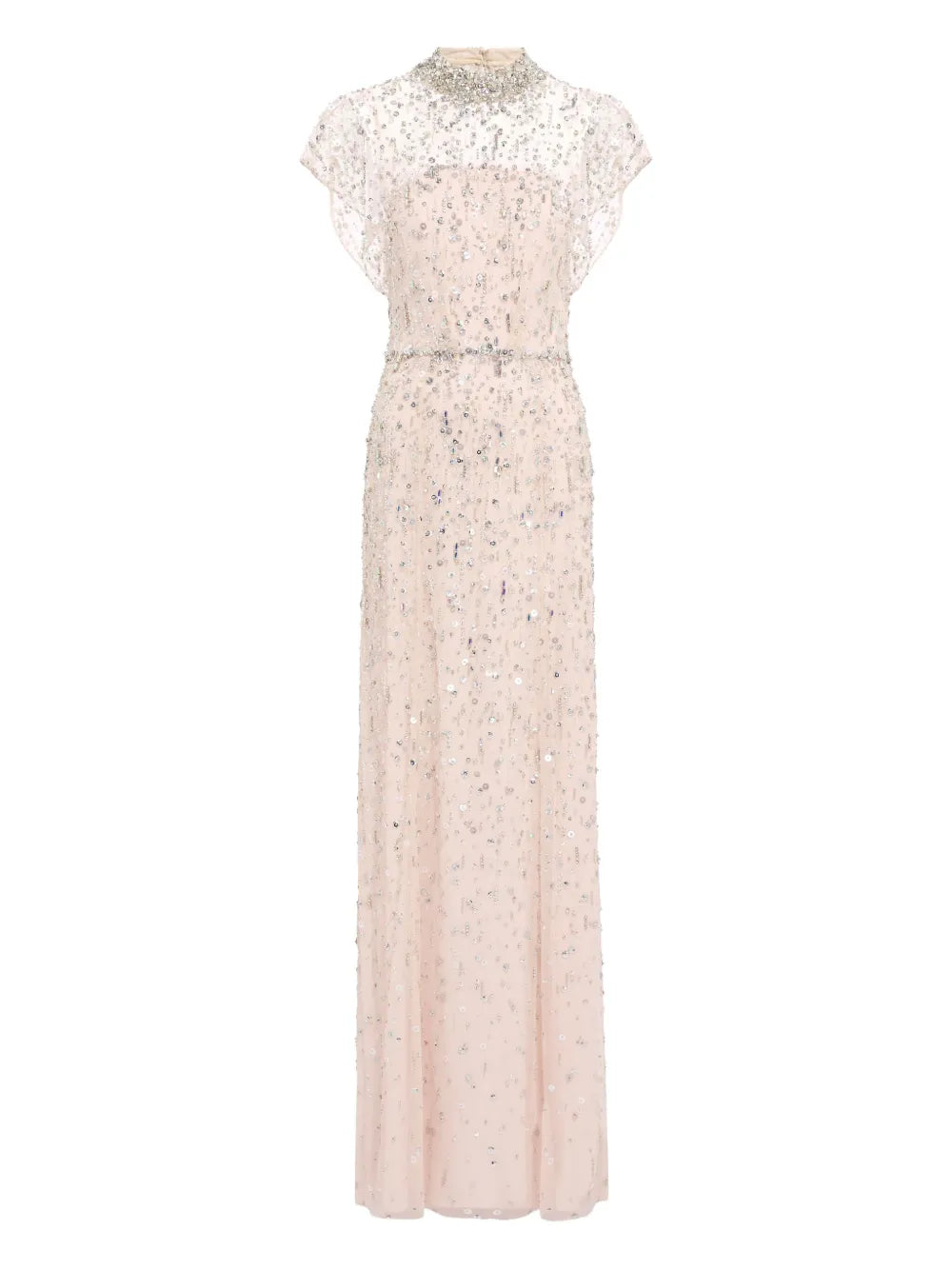 Jenny Packham Crystal Embellished High Neck Maxi Dress